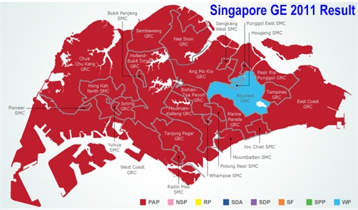 Singapore Election 2011 Map Results