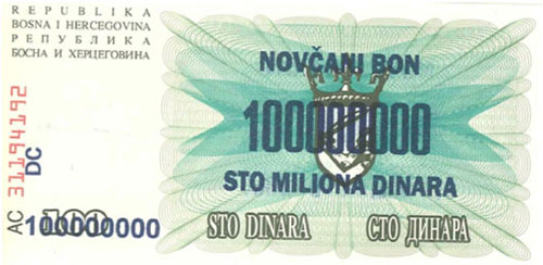 Bosnia – 100 million dinar, 1993