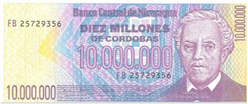 Nicaragua – 10 million córdobas, 1990
