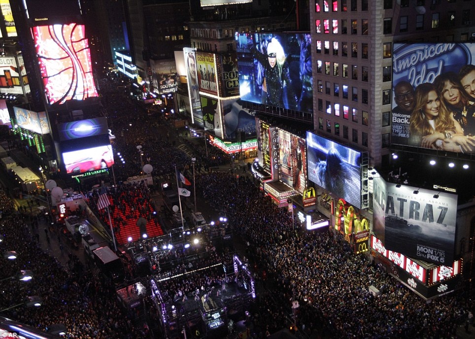 New Year 2012 Fireworks - USA New York Times Square, Lady Gaga Performance