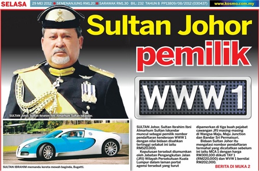 Johor Sultan Ibrahim - WWW1 Plate