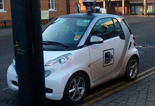 Peterborough City Council-run CCTV smart car parked on double yellow lines