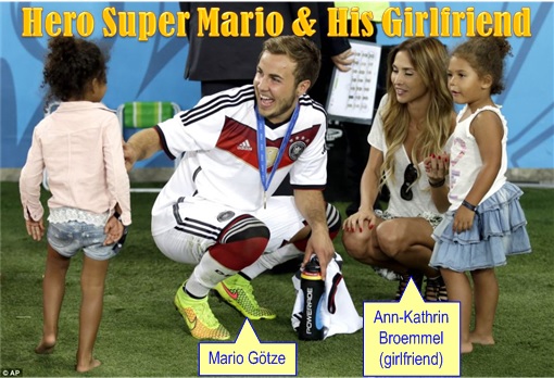 2014 FIFA World Cup - Germany Celebrates 1-0 Win Against Argentina - Super Mario Gotze and Girlfriend