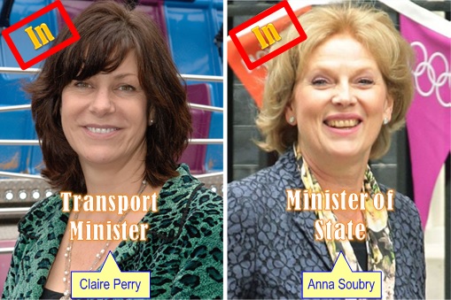 Britain David Cameron Cabinet Reshuffle - Claire Perry, Anna Soubry