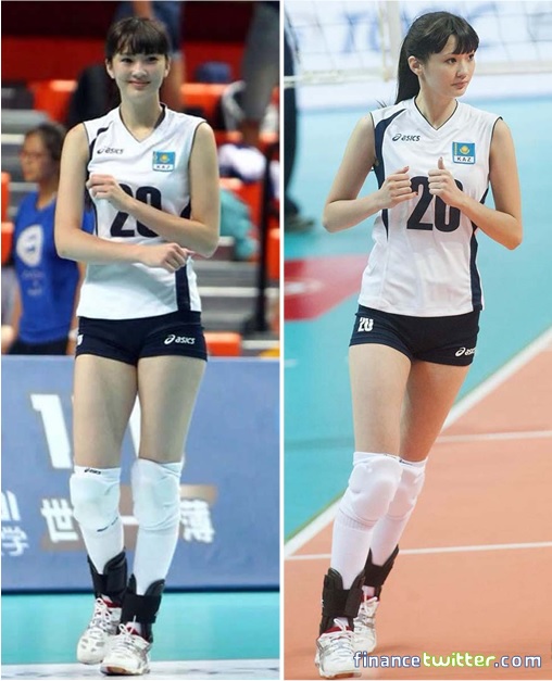 Kazakhstan Sabina Altynbekova - Volleyball Player Babe - walking and running smiling