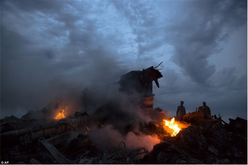 Malaysian Flight MH17 Shot Down - Burning Wreckage 2