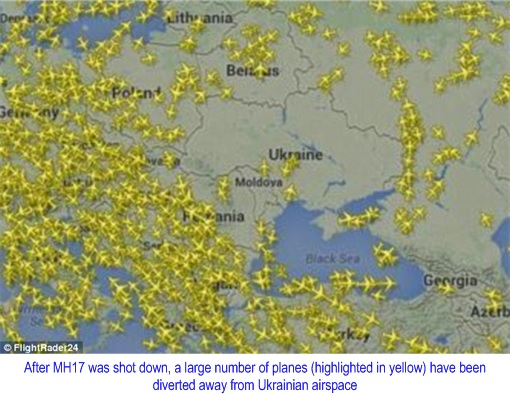 Malaysian Flight MH17 Shot Down - International Flights Avoiding Ukrainian Airspace