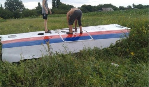 Malaysian Flight MH17 Shot Down - Wreckage with Malaysian Flag 3
