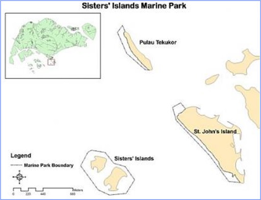 Singapore Marine Park - Sisters' Islands - Map