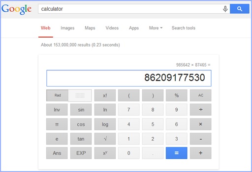Fabulous and Cool Google Capabilities - Google as Calculator