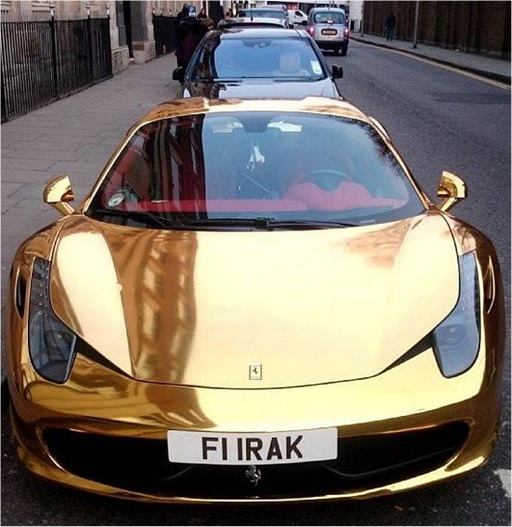 Gold Ferrari 458 Spider FI IRAK- front view