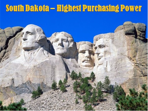 United States - The Relative Value of $100 - South Dakota - Highest Purchasing Power