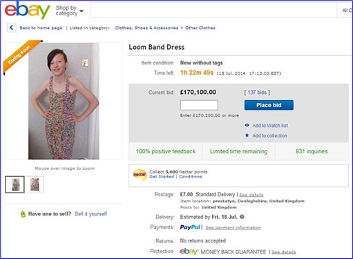 Loom Bands - Rainbow Loom - dress on eBay for £170,000