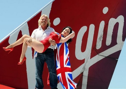 Richard Branson Carry Virgin Airline Girl