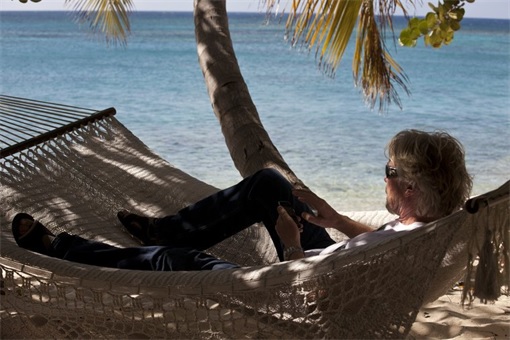 Richard Branson Relaxing by the beach