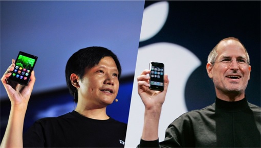 Apple Steve Jobs and Xiaomi Lei Jun - Copycat Presenting Smartphone
