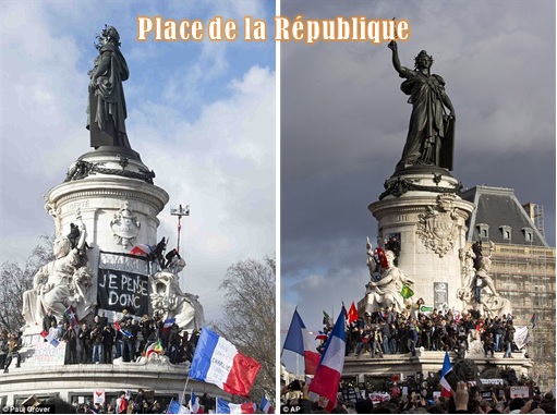 France Massive Rally - Crowds at Place de la République - 2 photos