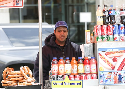 New York Ground Zero Hot Dog Stall - Ahmed Mohammed Posting With His Hot Dog Stall
