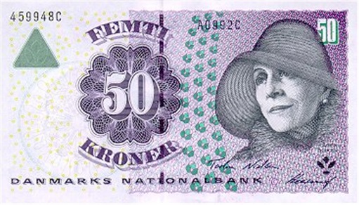 Woman on Currency Note - Denmark - 50 Kroner Karen von Blixen-Finecke