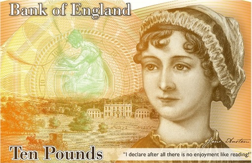Woman on Currency Note - England - New 10 Pound Jane Austen