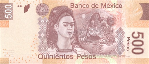 Woman on Currency Note - Mexico - 500 Peso Frida Kahlo