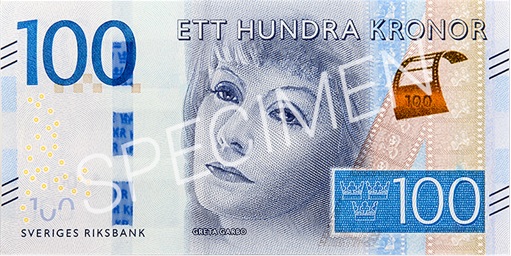 Woman on Currency Note - Sweden - 100 Krona Greta Garbo