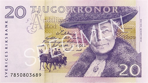 Woman on Currency Note - Sweden - 20 Krona Selma Ottilia Lovisa Lagerlöf