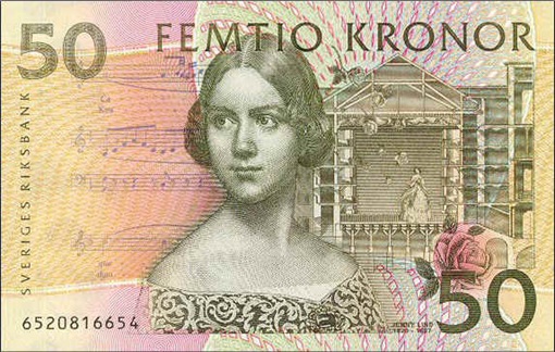 Woman on Currency Note - Sweden - 500 Krona Jenny Lind