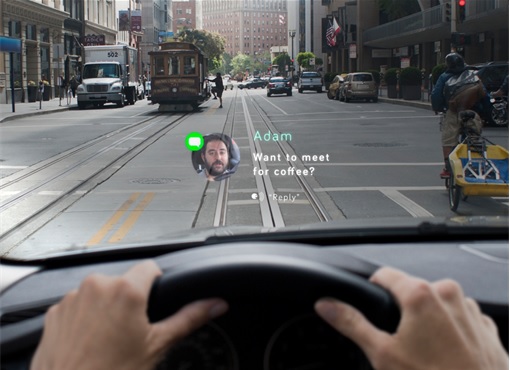Heads Up Display on Windshield - Meet Up For Coffee Request