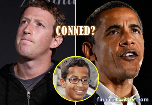 Ahmed Mohamed Bomb Lookalike Clock - Barack Obama and Mark Zuckerberg Conned