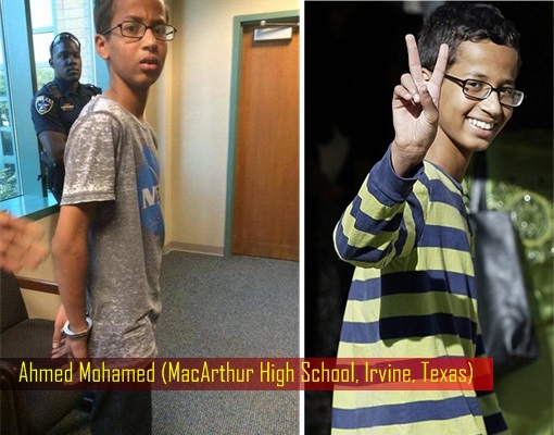 Ahmed Mohamed - Handcuffed and Flushing V Sign