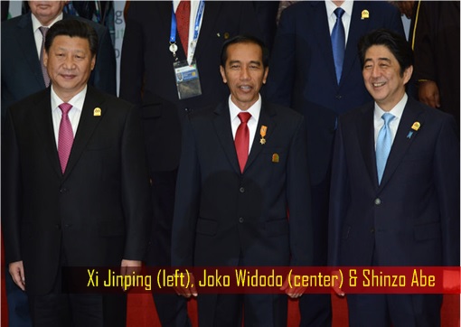 Indonesia High Speed Train Project - Xi Jinping and Joko Widodo and Shinzo Abe