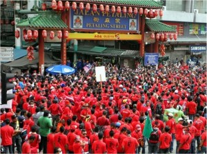 Red Shirts Rioting at Petaling Street