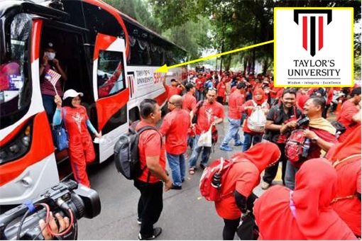 UMNO Red Shirts Rally - Taylor University Bus Transporting Participants