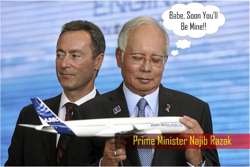 Najib Razak Admiring Airbus A350 - Private Jet