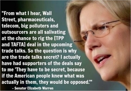 Senator Elizabeth Warren - Why TPPA is Secretive