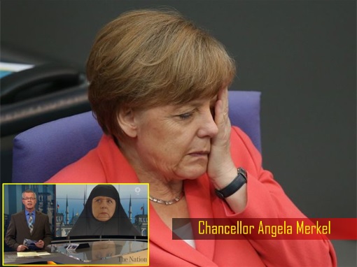 German Chancellor Angela Merkel Sad - Shown Wearing Hijab on German TV