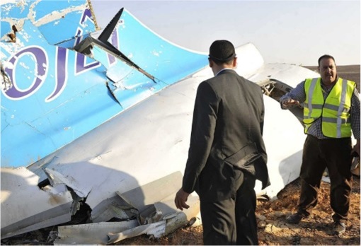 Russian Airbus A321-200 Flight 7K9268 Crash - Tail Wreckage
