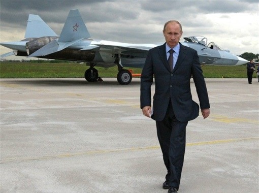 Vladimir Putin - Walking with Fighter Jet Behind