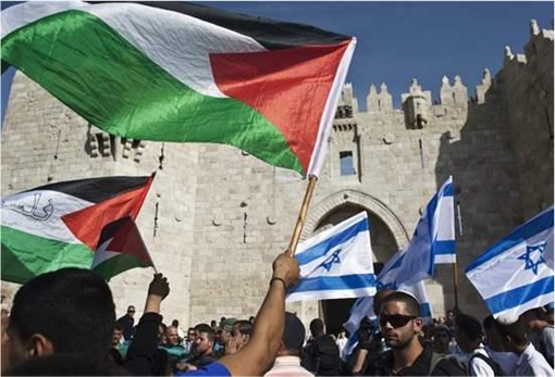 Israel-Palestine Conflict - Supporters Waving Flags