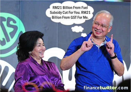 Najib Jokes With Rosmah - RM21 Billion From Fuel Subsidy Cut and GST