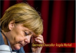Germany Chancellor Angela Merkel - Looking Down Sad