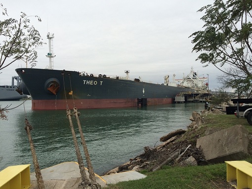 The Theo T crude oil tanker docked in Corpus Christi - NuStar