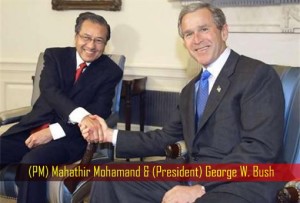 Mahathir Mohamad and George W Bush