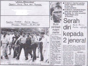 Private Adam Jaafar Running Amok at Chow Kit - Newspaper Cutting