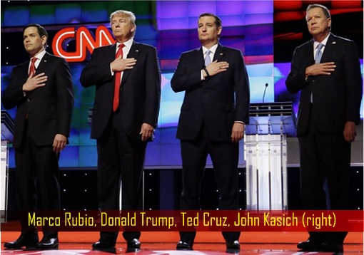 Republican Presidential Candidates - Marco Rubio, Donald Trump, Ted Cruz, John Kasich