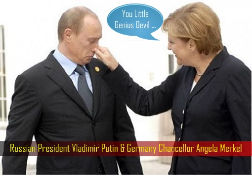 Russian President Vladimir Putin and Germany Chancellor Angela Merkel - Little Genius Devil