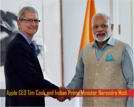 Apple CEO Tim Cook and Indian Prime Minister Narendra Modi
