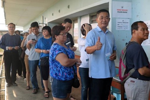 Sarawak Election - Voters Waiting At Polling Station