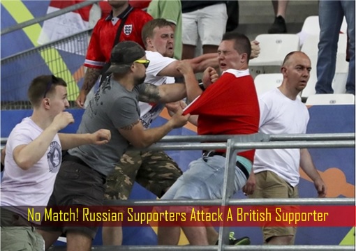 EURO 2016 Hooliganism - Russian Supporters Attack A British Supporter in Stadium